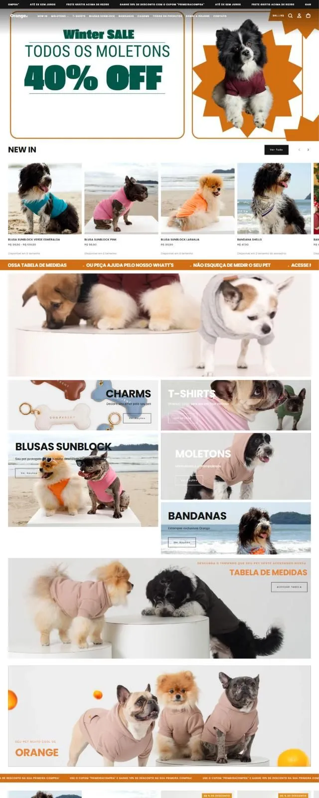 Página inicial do site Orange